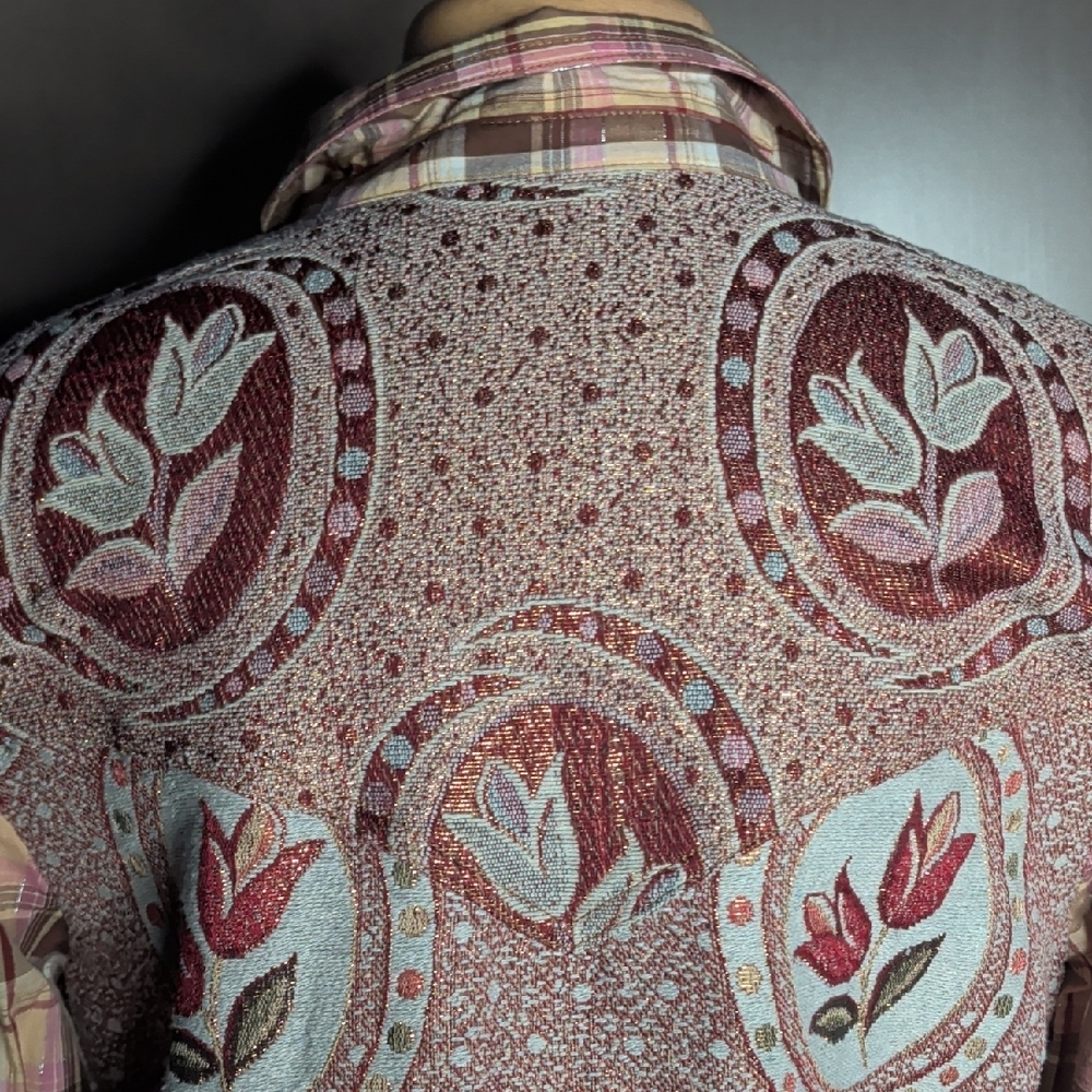 Plaid Shirt with Floral Sleeve Embroidery - Picture 7 of 9